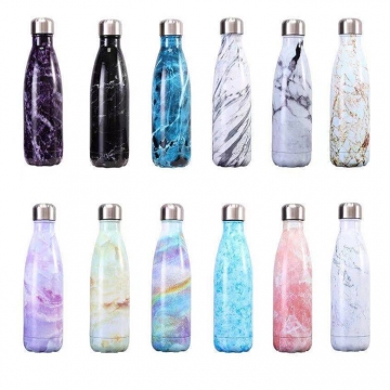 500ML Soft Rubber Coated Double Wall Stainless Steel Water Bottle Insulated Vacuum Flask